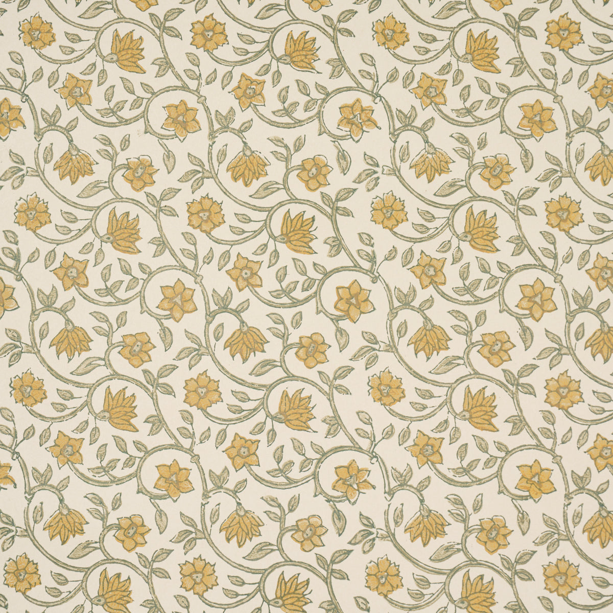 Schumacher Malaya Hand-Block Print wallpaper in Yellow, 5018461 — view 3 - Schumacher Wallpaper