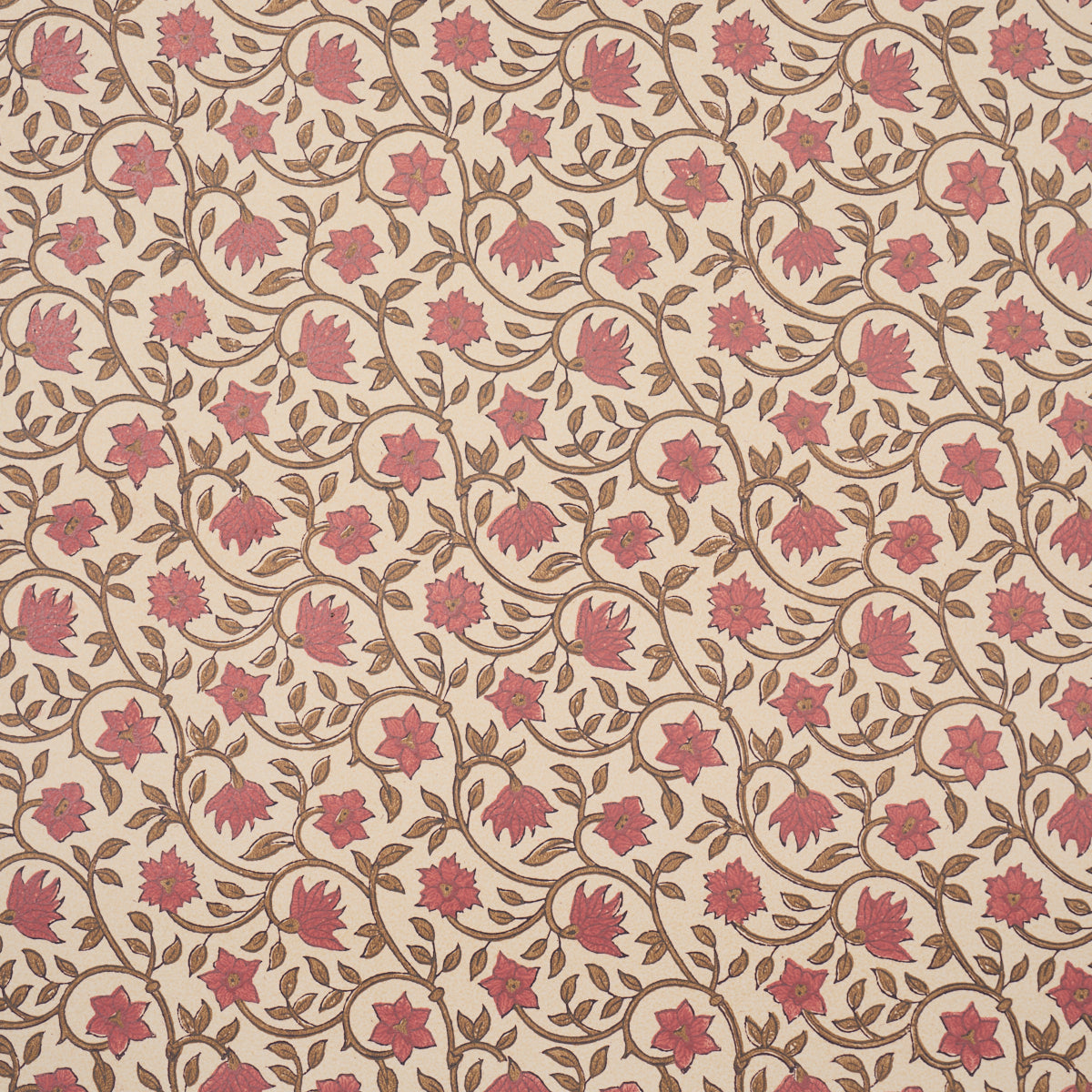 Schumacher Malaya Hand-Block Print wallpaper in Red, 5018462 — view 3 - Schumacher Wallpaper