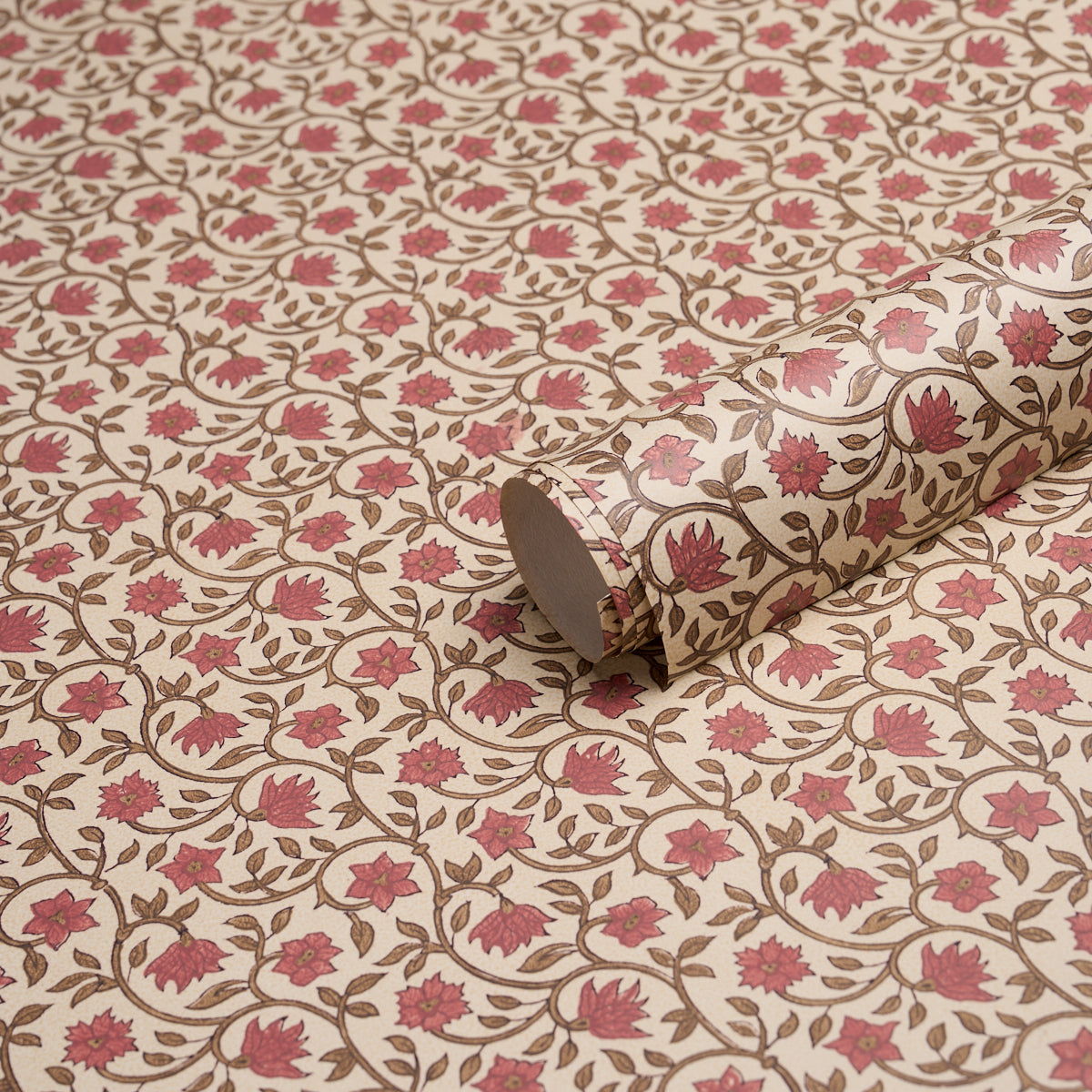 Schumacher Malaya Hand-Block Print wallpaper in Red, 5018462 — view 4 - Schumacher Wallpaper