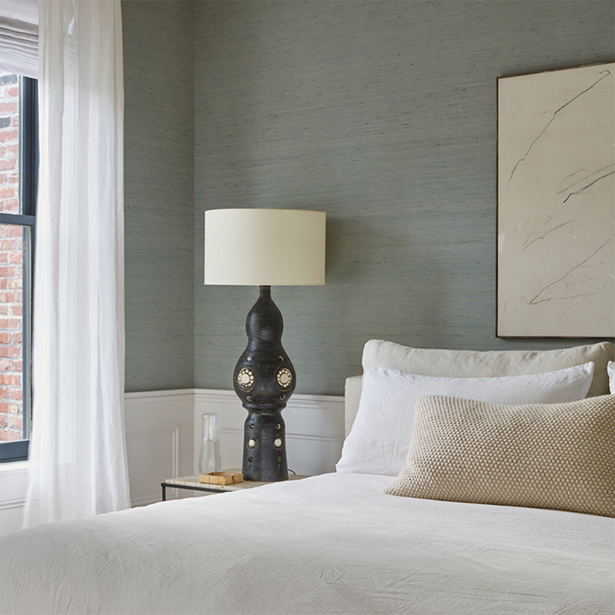 Schumacher Han Arrowroot wallpaper in Mist, 5018513 — view 5 - Schumacher Wallpaper