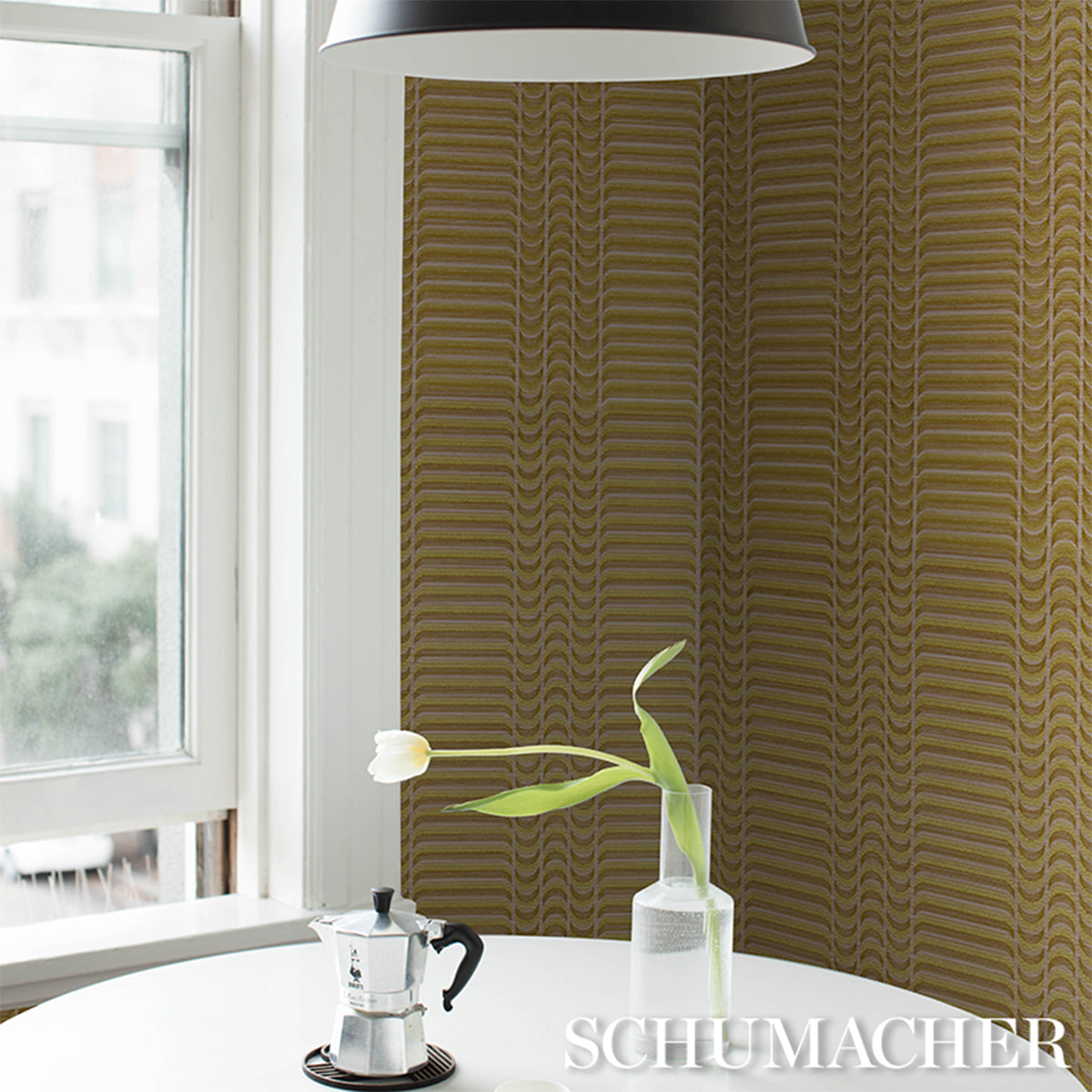 Schumacher Stay In Tune wallpaper in Chartreuse, 5018601 — view 5 - Schumacher Wallpaper