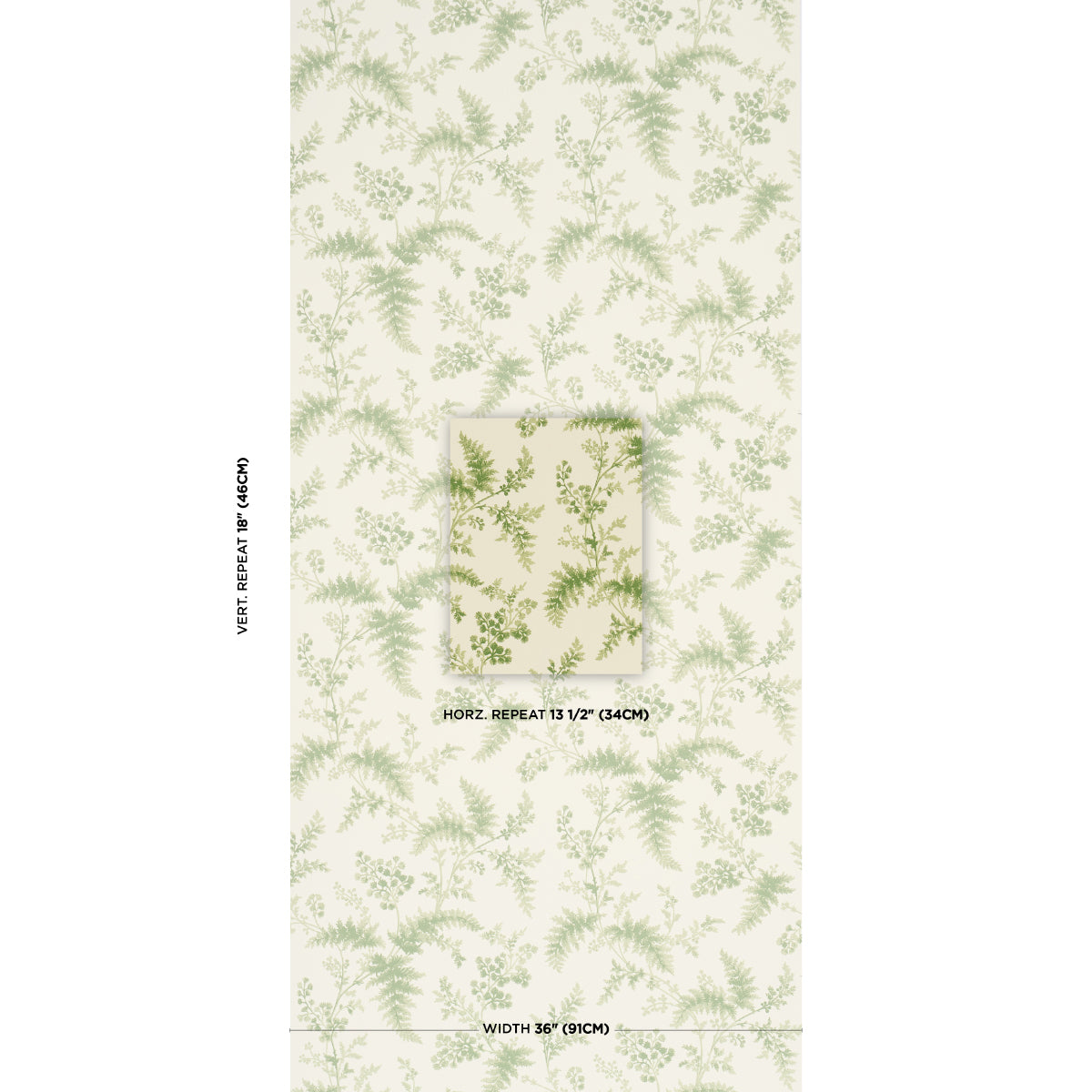 Schumacher Maidenhair wallpaper in Moss, 5018620 — view 2 - Schumacher Wallpaper
