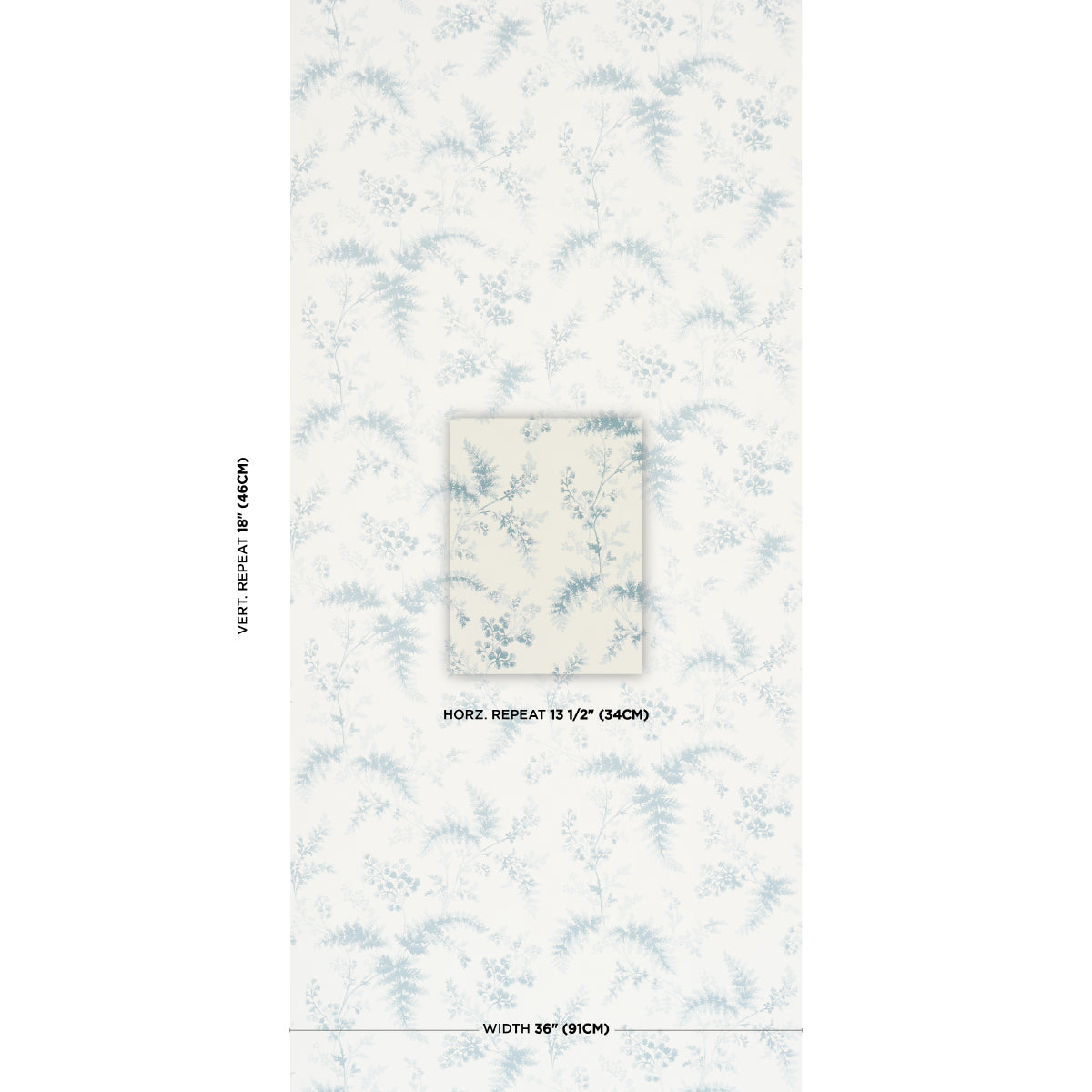 Schumacher Maidenhair wallpaper in Blue, 5018622 — view 2 - Schumacher Wallpaper