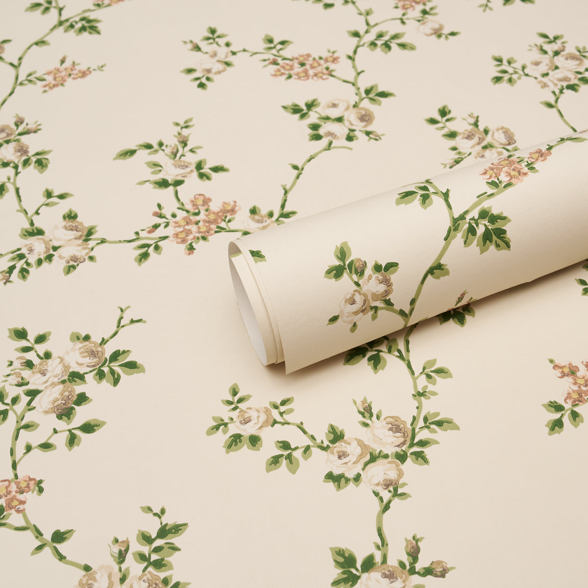 Schumacher A Rose Is A Rose Is A Rose wallpaper in Stone, 5018651 — view 4 - Schumacher Wallpaper