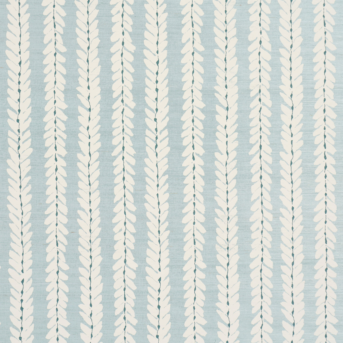 Schumacher Woodperry Hand Printed Sisal wallpaper in Water Blue, 5018710