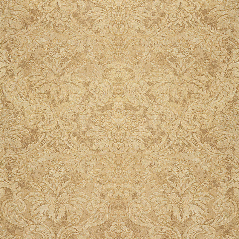 Damasco Metallico Gold Leaf wallpaper by Schumacher, 529911 - Schumacher Wallpaper
