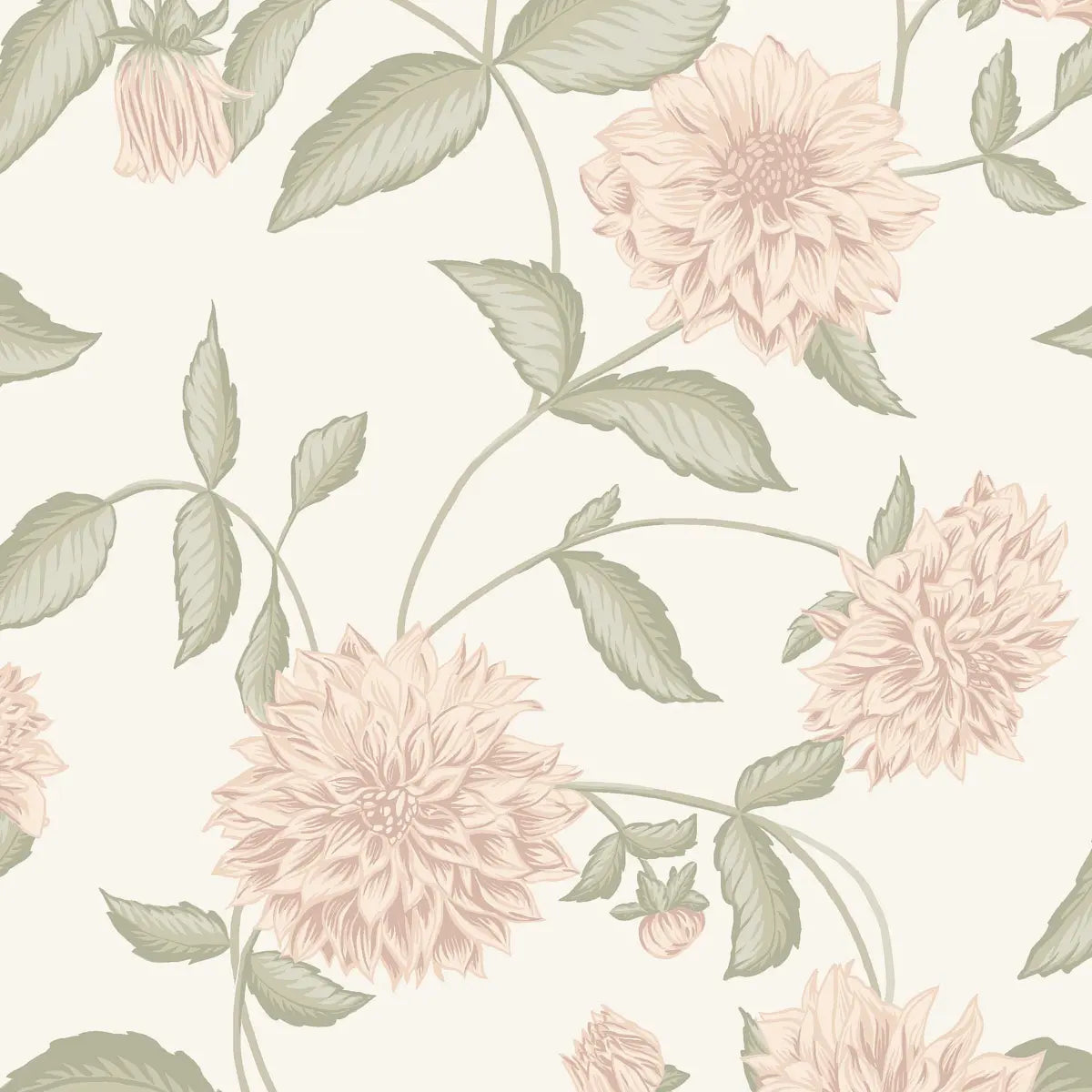 Dahliadröm - Blush - Schumacher 5718 Wallcovering - Schumacher Wallpaper