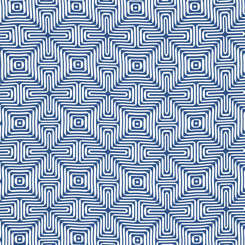 Amazing Maze Indoor/Outdoor - Ocean - Schumacher 65320 Fabric - Schumacher Fabric