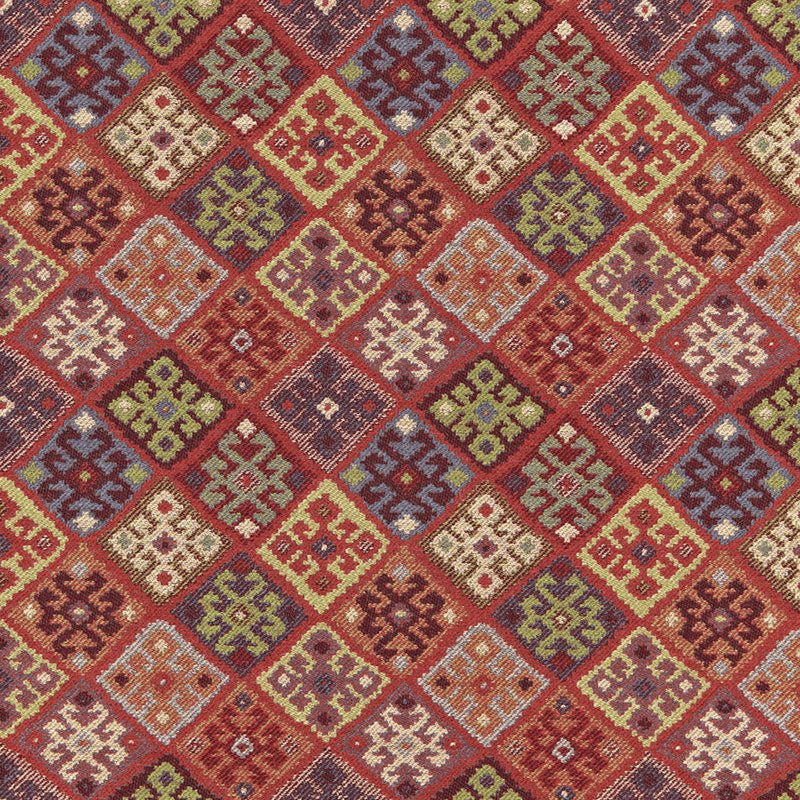 Kilim Weave - Carmine - Schumacher 67142 Fabric - Schumacher Fabric