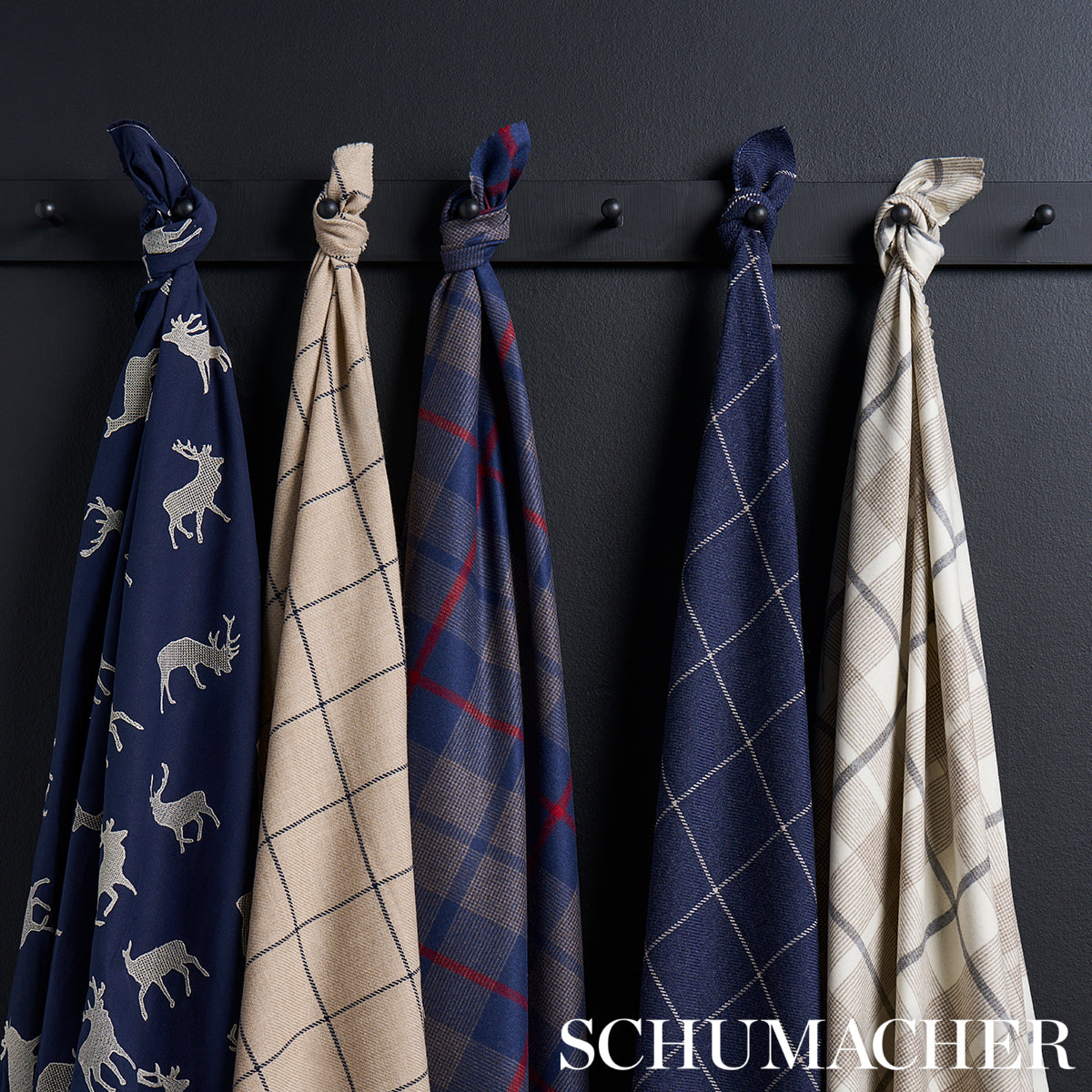 CARIBOU-EMBROIDERY-NAVY-SCHUMACHER-67162 - Schumacher Fabric