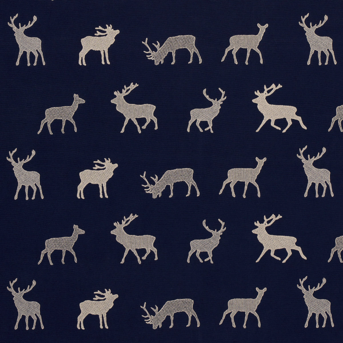 CARIBOU-EMBROIDERY-NAVY-SCHUMACHER-67162 - Schumacher Fabric