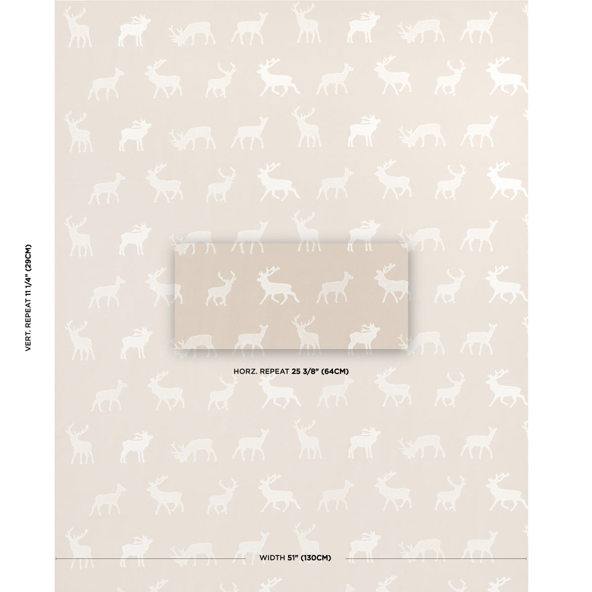CARIBOU-EMBROIDERY-PARCHMENT-SCHUMACHER-67163 - Schumacher Fabric