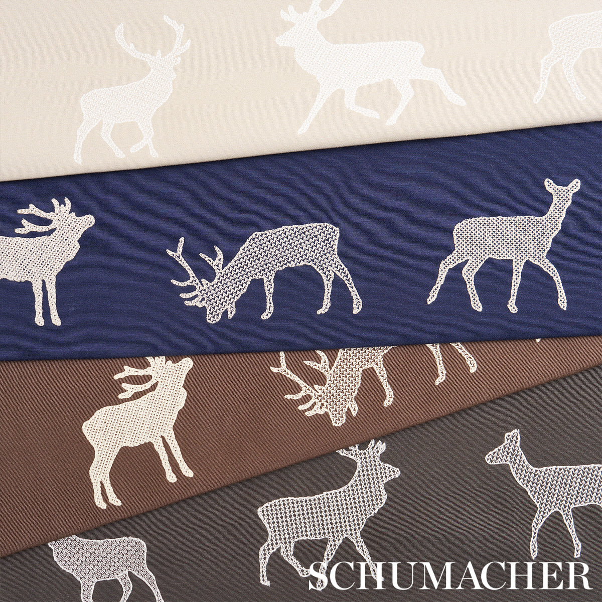 CARIBOU-EMBROIDERY-PARCHMENT-SCHUMACHER-67163 - Schumacher Fabric