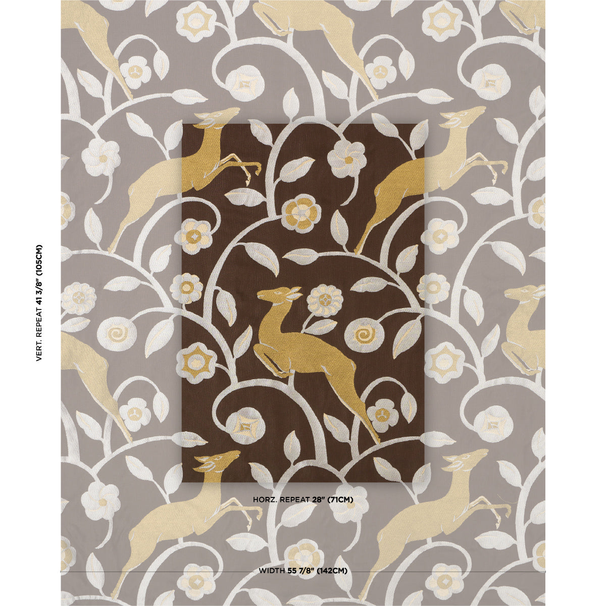 LES-GAZELLES-AU-BOIS-CHOCOLATE-SCHUMACHER-68912 - Schumacher Fabric