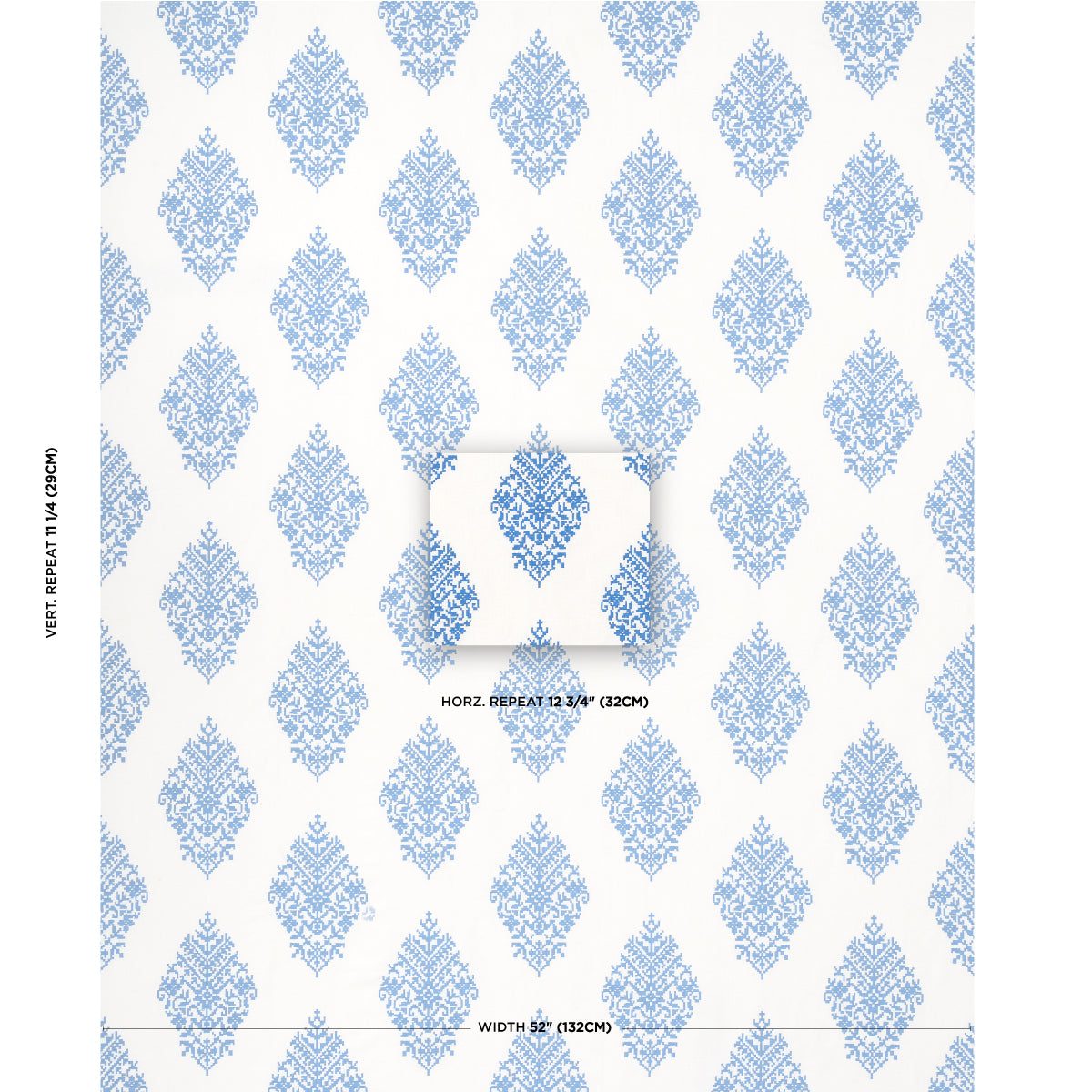 ZINDA-EMBROIDERY-BLUE-ON-IVORY-SCHUMACHER-70225 - Schumacher Fabric