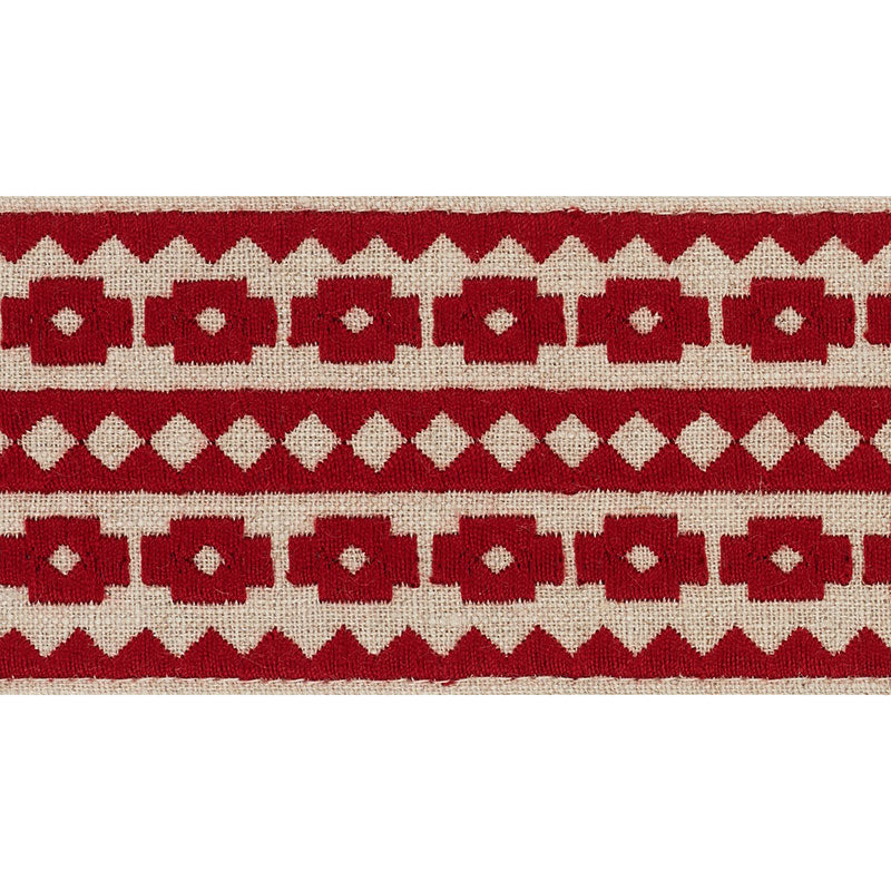 TALITHA-TAPE-RED-ON-NATURAL-SCHUMACHER-70646 - Schumacher Recortar