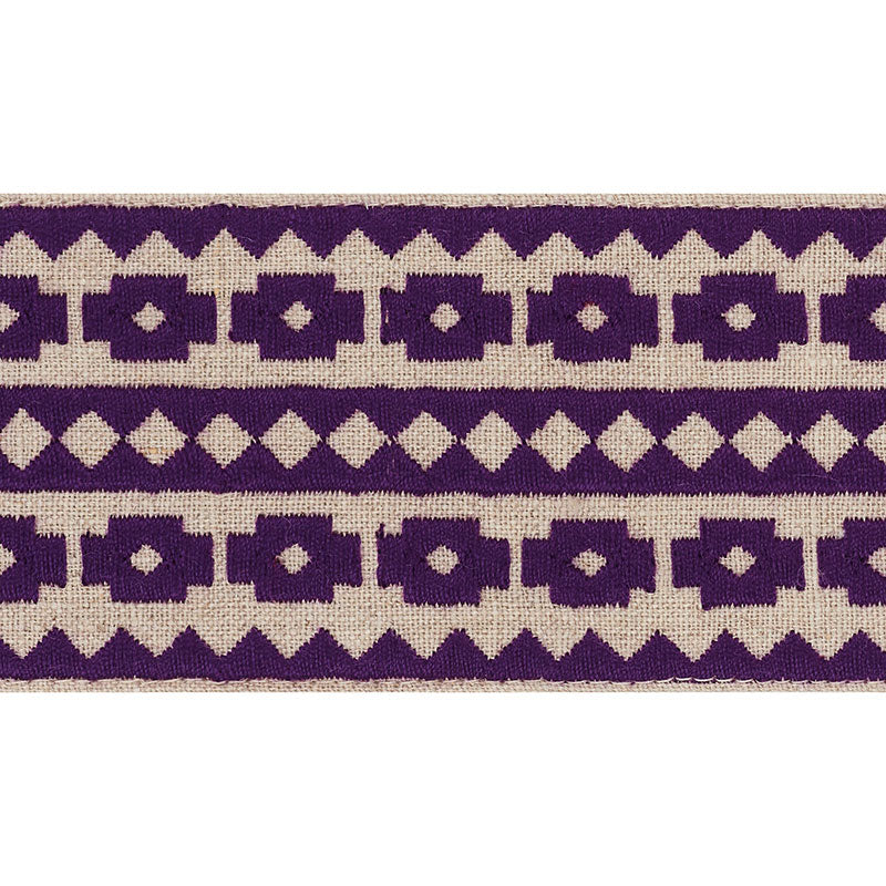 TALITHA-TAPE-VIOLET-ON-NATURAL-SCHUMACHER-70649 - Schumacher Recortar