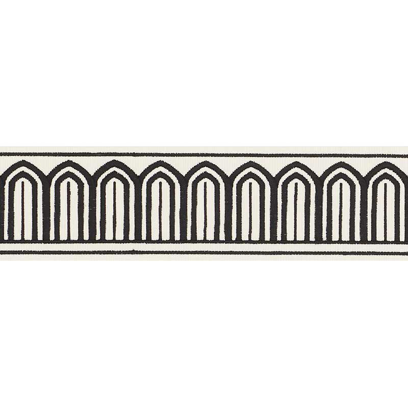 ARCHES-EMBROIDERED-TAPE-MEDIUM-BLACK-ON-WHITE-SCHUMACHER-70760 - Schumacher Trim