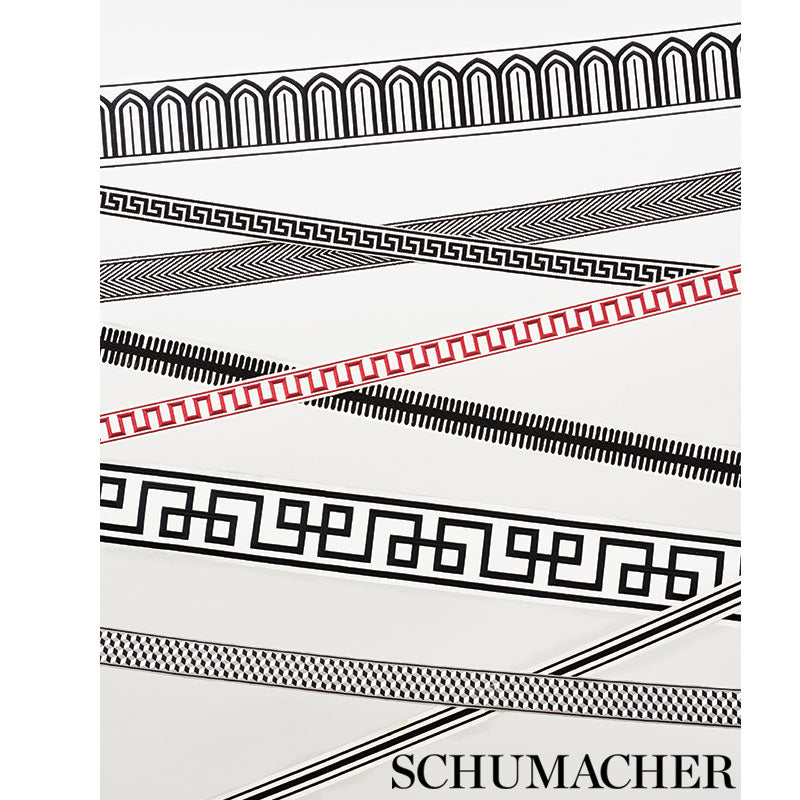 ARCHES-EMBROIDERED-TAPE-WIDE-BLACK-ON-WHITE-SCHUMACHER-70770 - Schumacher Recortar