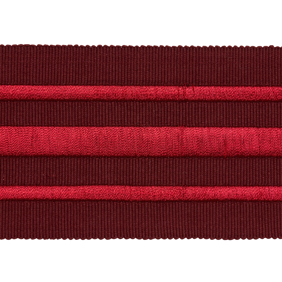 MILITARY-STRIPE-TAPE-RED-ON-BURGUNDY-SCHUMACHER-70781 - Schumacher Trim