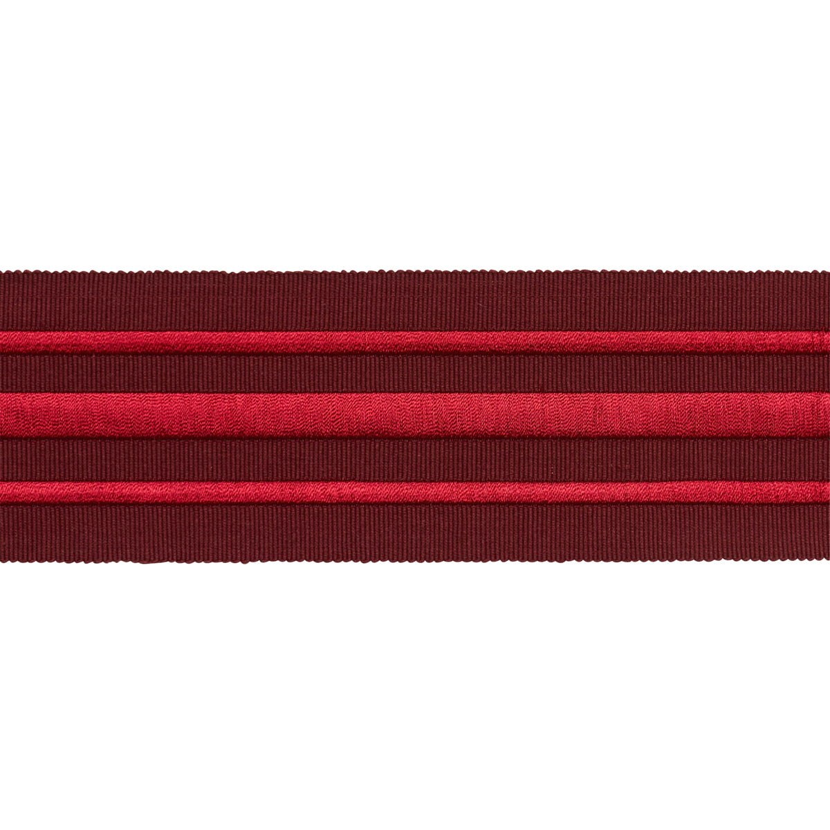 MILITARY-STRIPE-TAPE-RED-ON-BURGUNDY-SCHUMACHER-70781 - Schumacher Trim