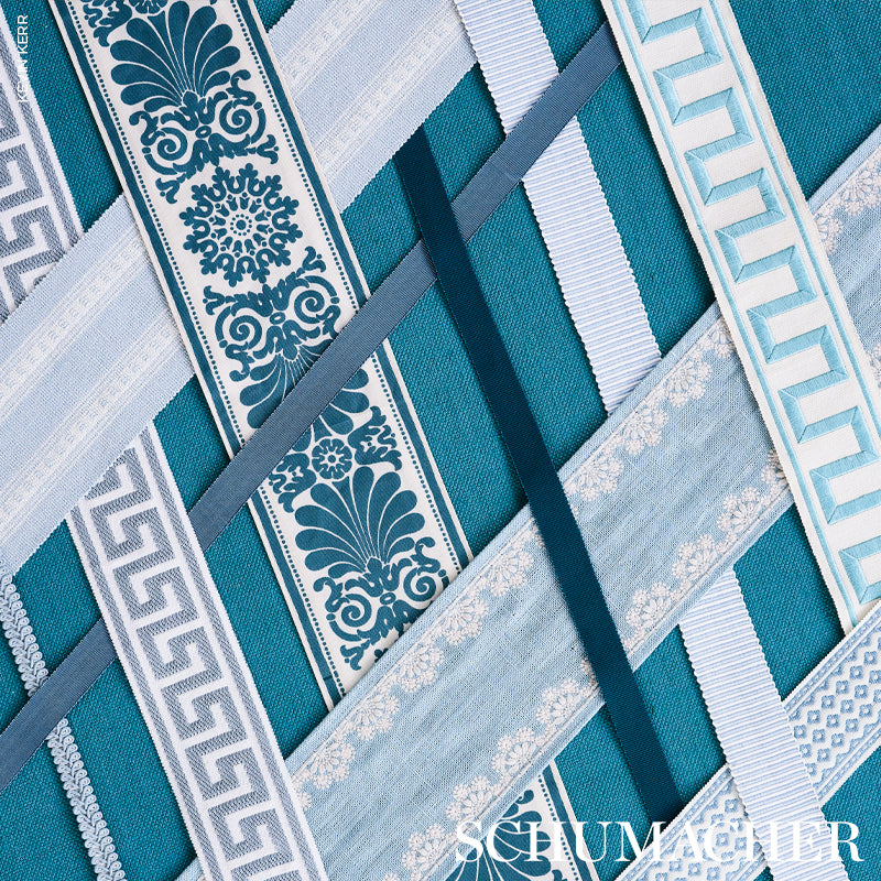 GREEK-KEY-EMBROIDERED-TAPE-AQUA-SCHUMACHER-70793 - Schumacher Trim
