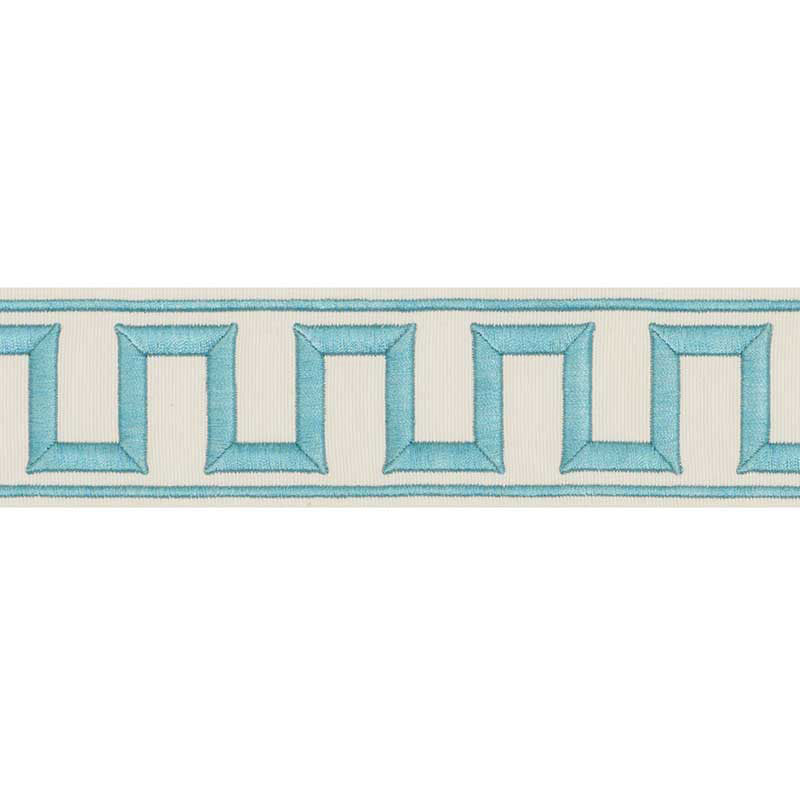 GREEK-KEY-EMBROIDERED-TAPE-AQUA-SCHUMACHER-70793 - Schumacher Trim