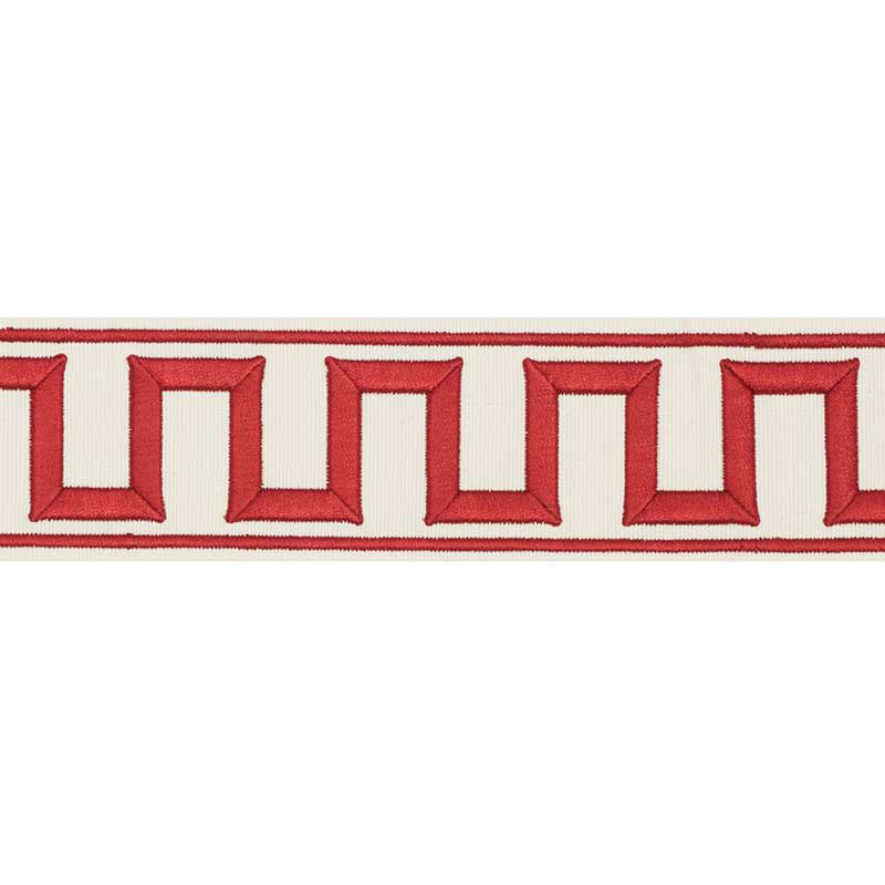 GREEK-KEY-EMBROIDERED-TAPE-RED-SCHUMACHER-70794 - Schumacher Trim