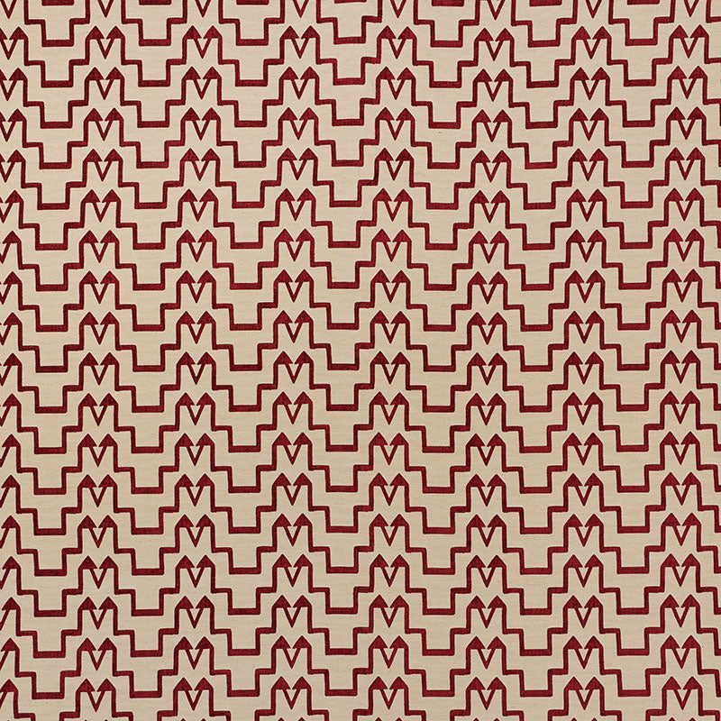 Turkish Step - Red/Natural - Schumacher 71242 Fabric - Schumacher Fabric