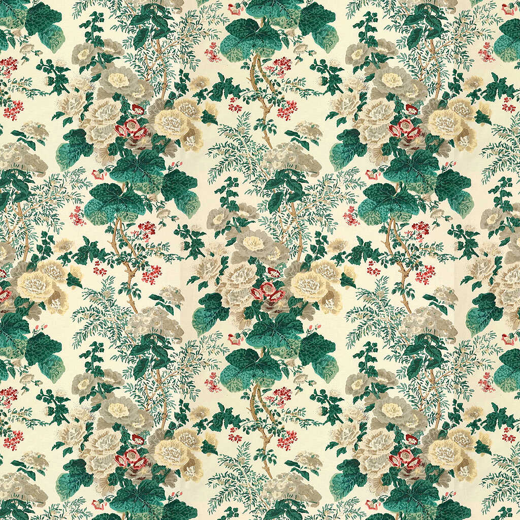Hollyhock Hdb - White/Brown - LEE JOFA Fabric
