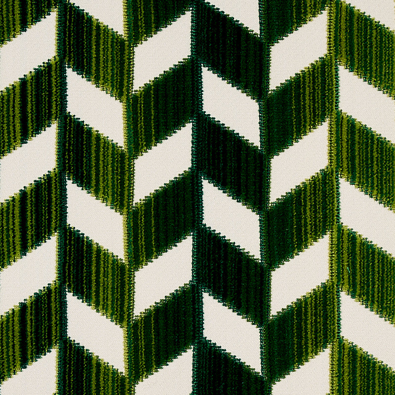 CHEVRON-STRI-VELVET-EMERALD-SCHUMACHER-72814 - Schumacher Fabric