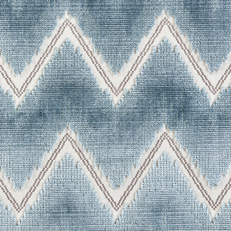 Chevron Velvet - Mineral - Schumacher 72842 Fabric - Schumacher Fabric