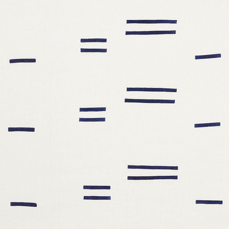 Oaxaca Hand Block Print - Navy On White - Schumacher 74010 Fabric - Schumacher Fabric