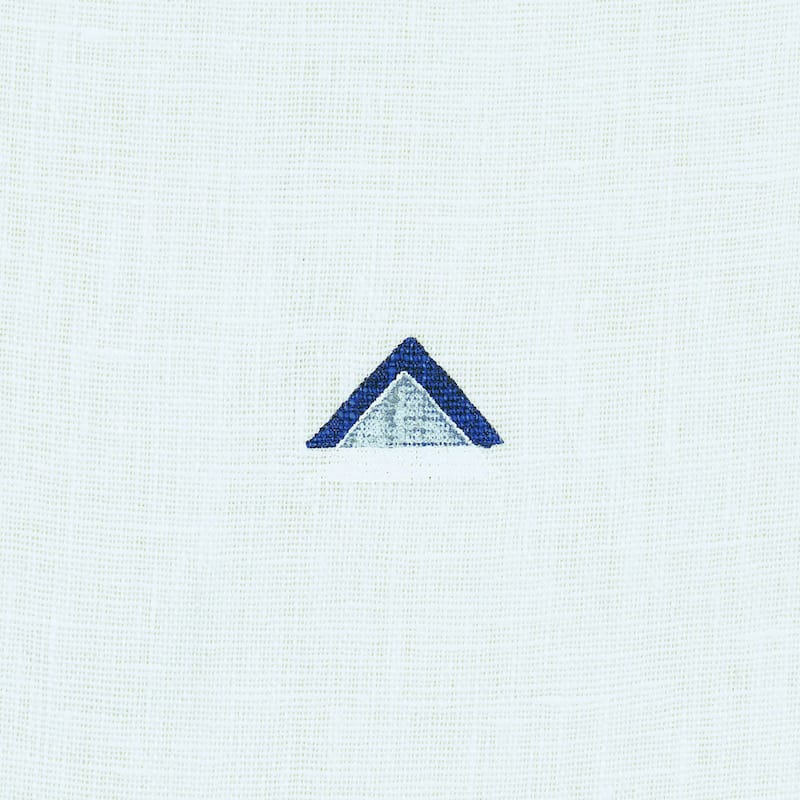 OVERLAPPING-TRIANGLES-HAND-PRINT-NAVY-WHITE-SCHUMACHER-74021 - Schumacher Fabric