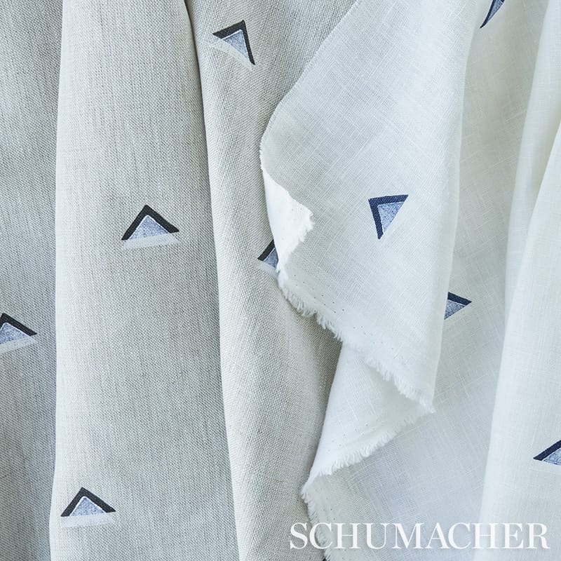 OVERLAPPING-TRIANGLES-HAND-PRINT-NAVY-WHITE-SCHUMACHER-74021 - Schumacher Fabric
