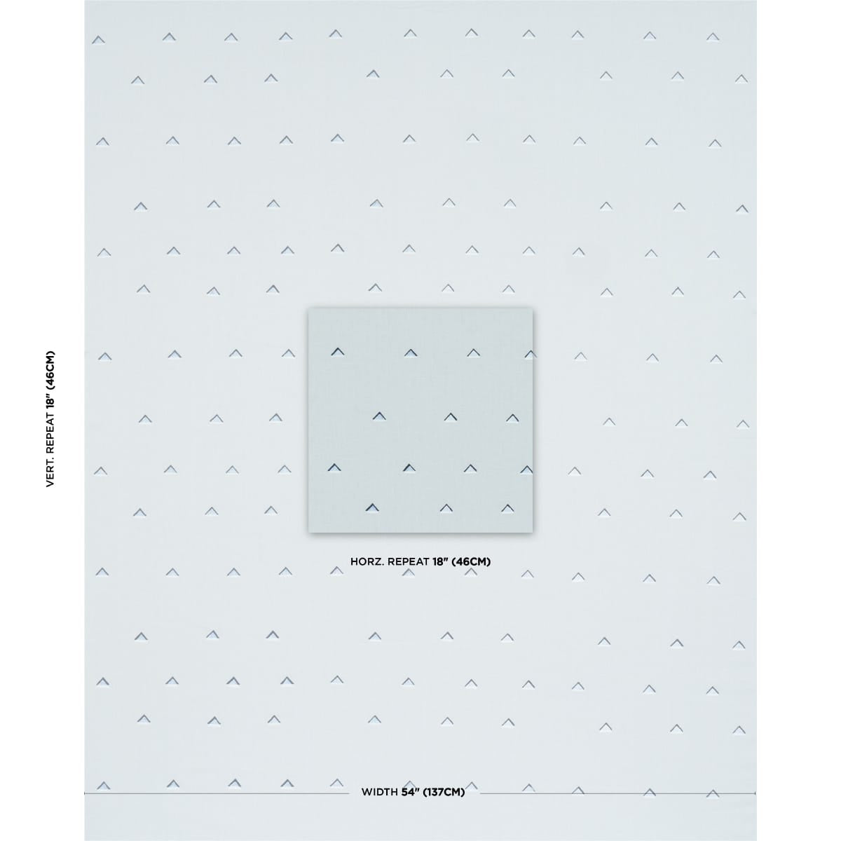 OVERLAPPING-TRIANGLES-HAND-PRINT-NAVY-AND-WHITE-ON-SKY-SCHUMACHER-74022 - Schumacher Fabric