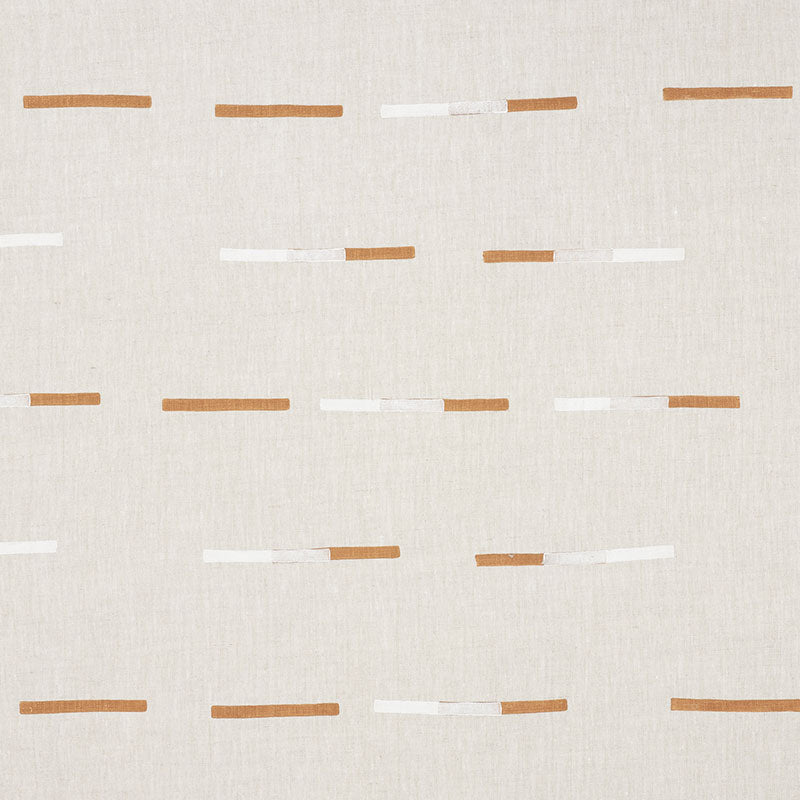 OVERLAPPING-DASHES-HAND-BLOCK-PRINT-BROWN-WHITE-SCHUMACHER-74030 - Schumacher Tela