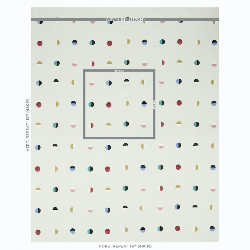 JOSHUA-TREE-HAND-BLOCK-PRINT-MULTI-MOONS-ON-IVORY-SCHUMACHER-74042 - Schumacher Fabric
