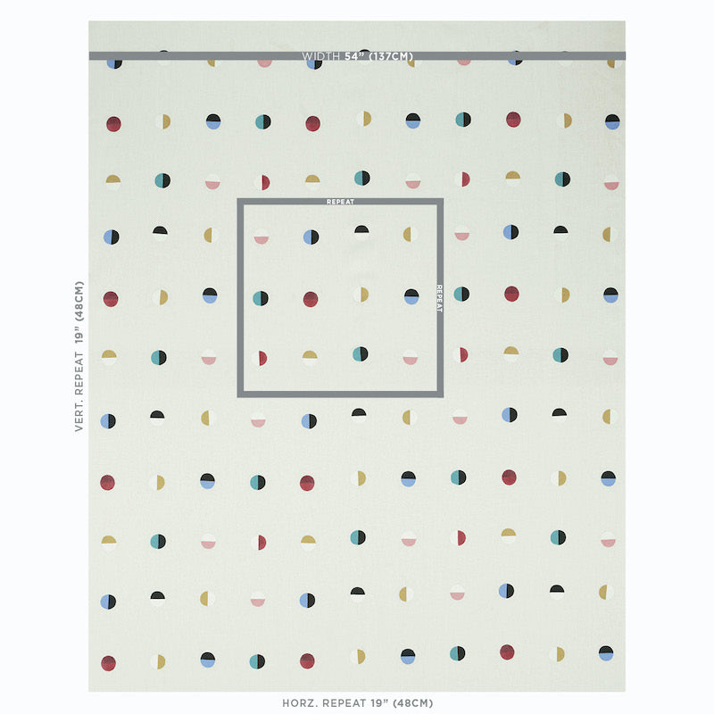 JOSHUA-TREE-HAND-BLOCK-PRINT-MULTI-MOONS-ON-IVORY-SCHUMACHER-74042 - Schumacher Tela