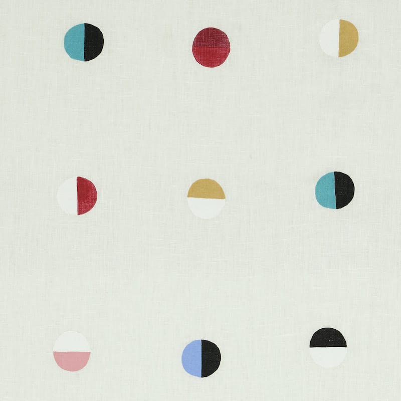 JOSHUA-TREE-HAND-BLOCK-PRINT-MULTI-MOONS-ON-IVORY-SCHUMACHER-74042 - Schumacher Fabric