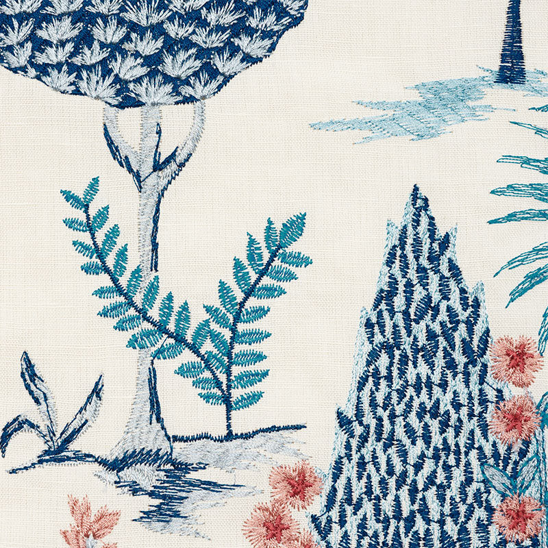 PANDORA-EMBROIDERY-DELFT-ROSE-SCHUMACHER-74170 - Schumacher Fabric