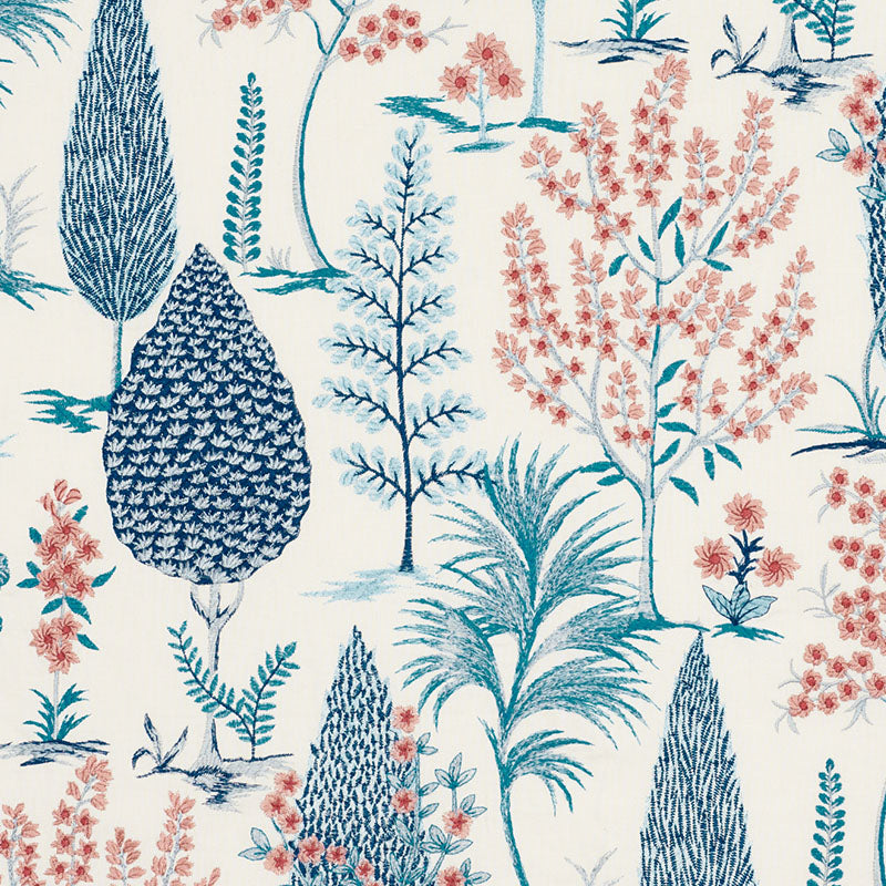 PANDORA-EMBROIDERY-DELFT-ROSE-SCHUMACHER-74170 - Schumacher Fabric