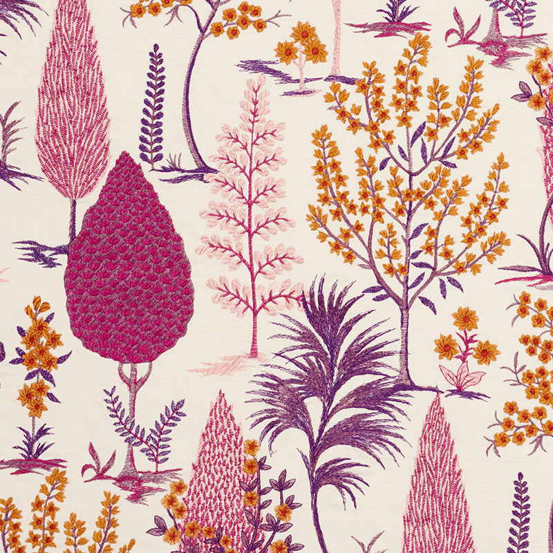 PANDORA-EMBROIDERY-AUBERGINE-SCHUMACHER-74171 - Schumacher Fabric