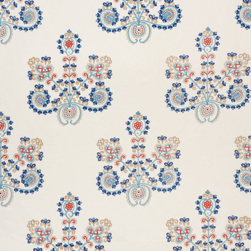 Estrella Embroidery - Indigo Spice - Schumacher 74450 Fabric - Schumacher Fabric
