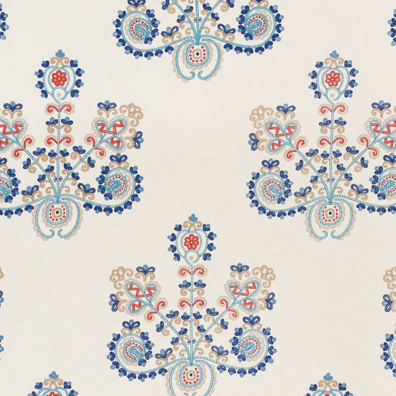 ESTRELLA-EMBROIDERY-INDIGO-SPICE-SCHUMACHER-74450 - Schumacher Fabric