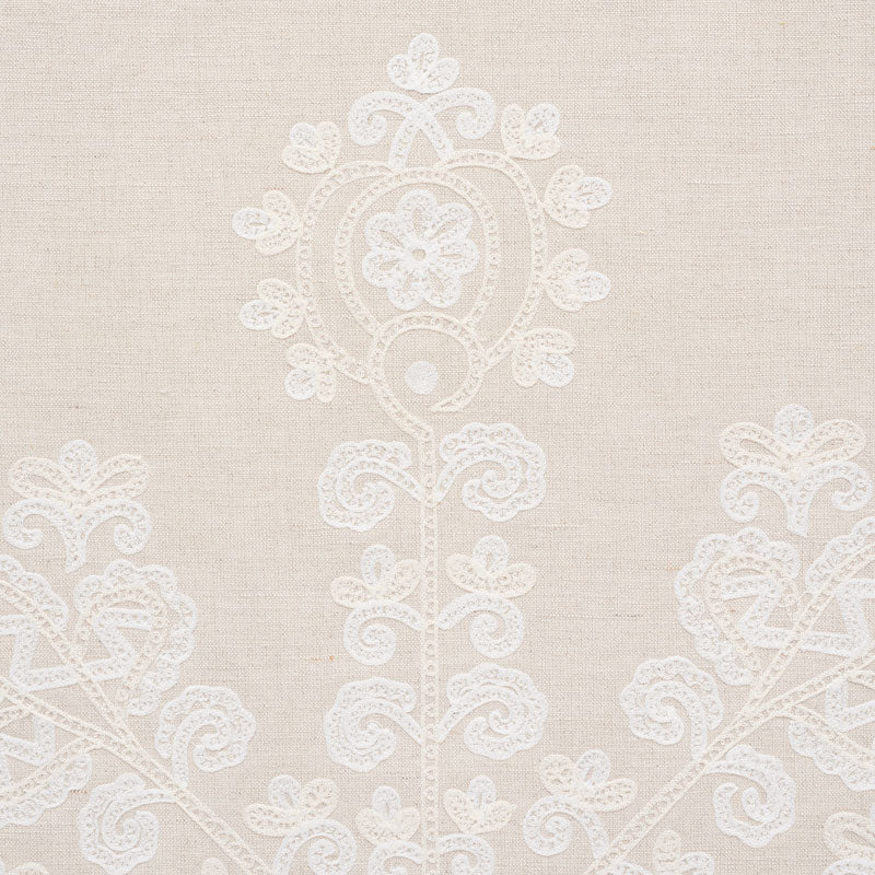 Estrella Embroidery - Linen - Schumacher 74452 Fabric - Schumacher Fabric