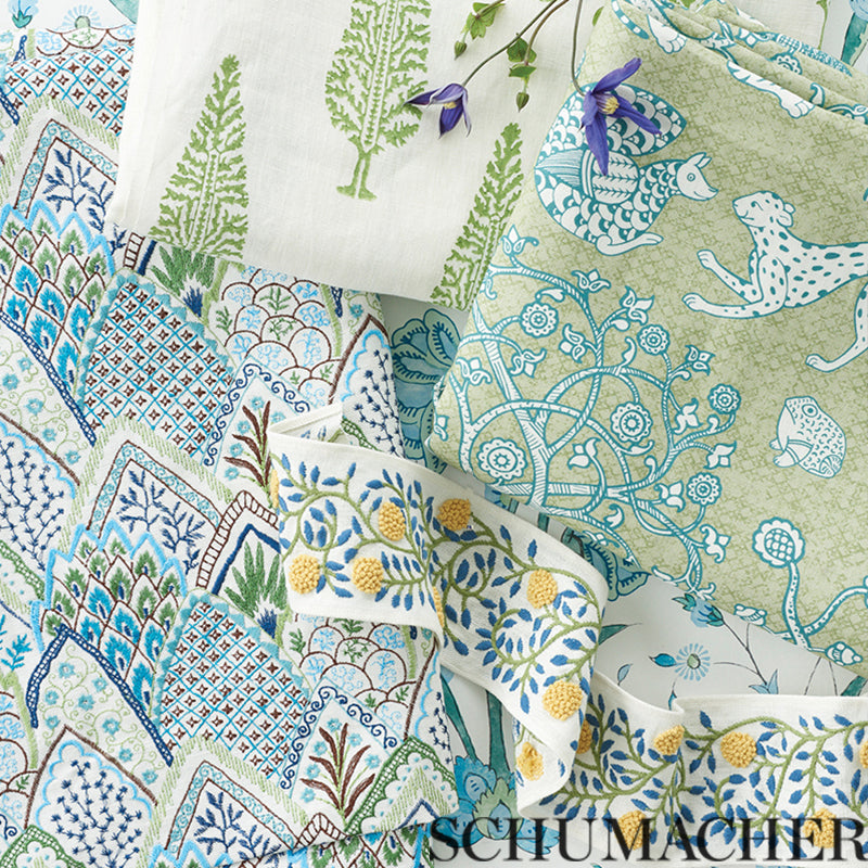 ASHOKA-TAPE-CITRON-BLUE-SCHUMACHER-76292 - Schumacher Trim