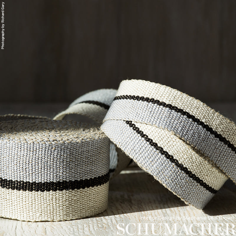 ILE-SAINT-LOUIS-NARROW-TAPE-WHITE-BLACK-SILVERY-BLUE-SCHUMACHER-77000 - Schumacher Trim