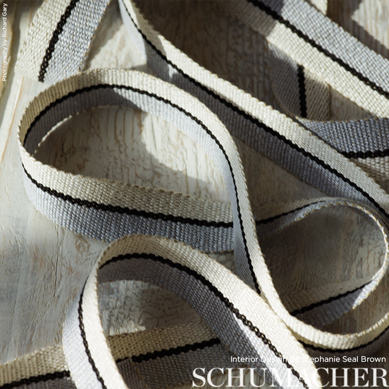 ILE-SAINT-LOUIS-MEDIUM-TAPE-WHITE-BLACK-SILVERY-BLUE-SCHUMACHER-77010 - Schumacher Trim