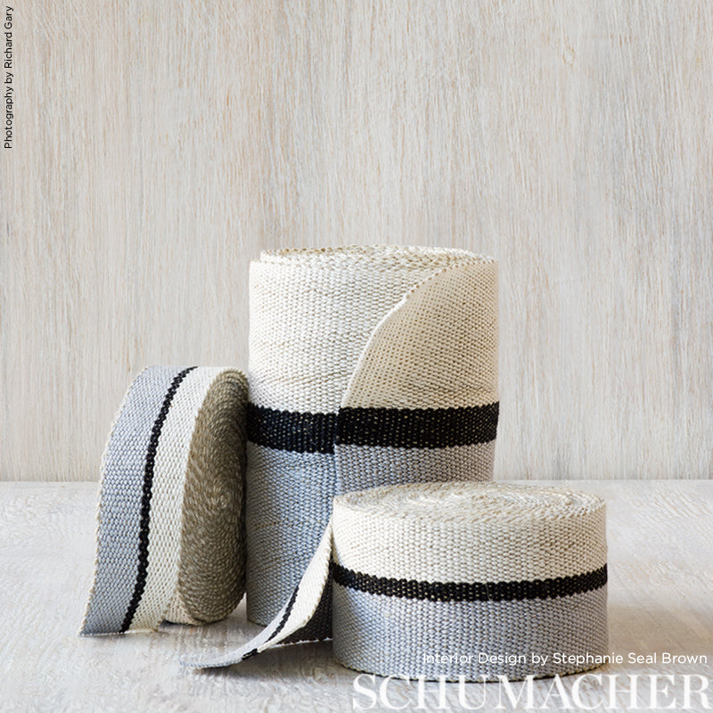 ILE-SAINT-LOUIS-WIDE-TAPE-WHITE-BLACK-SILVERY-BLUE-SCHUMACHER-77020 - Schumacher Trim